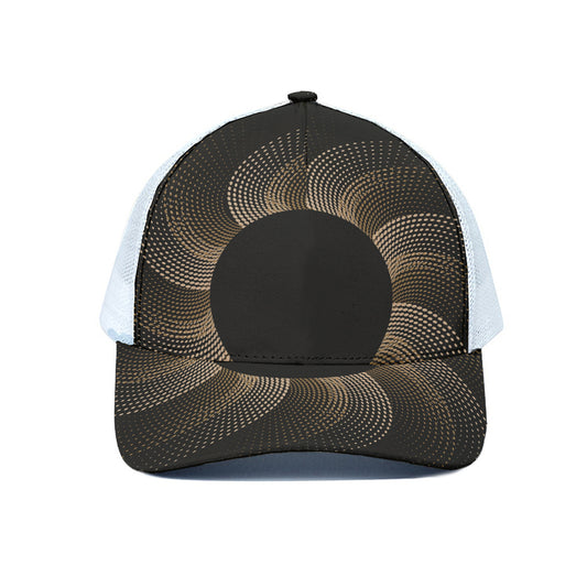 Halftone Dot Sun Print White Mesh Trucker Cap