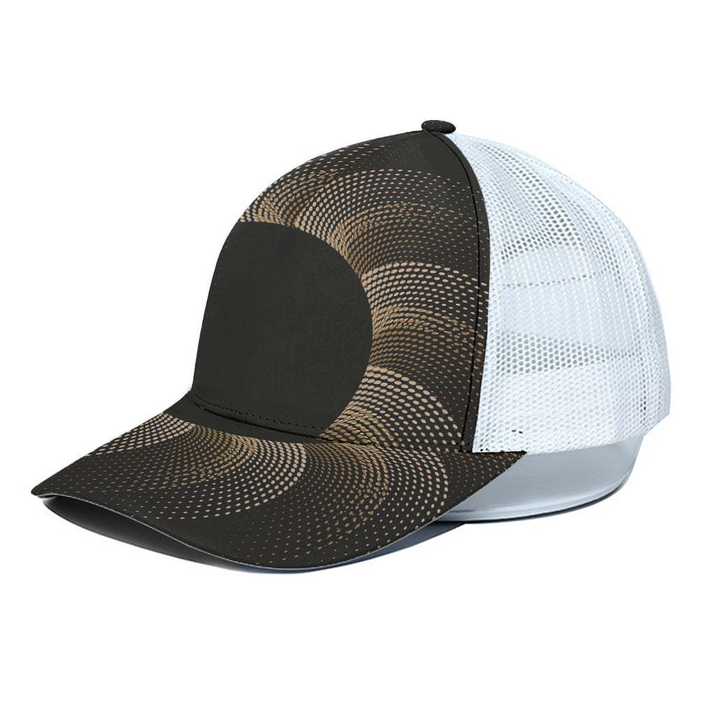 Halftone Dot Sun Print White Mesh Trucker Cap