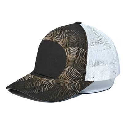 Halftone Dot Sun Print White Mesh Trucker Cap