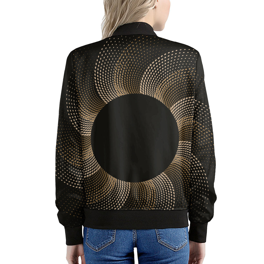 Halftone Dot Sun Print Women's Bomber Jacket