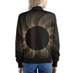 Halftone Dot Sun Print Women's Bomber Jacket