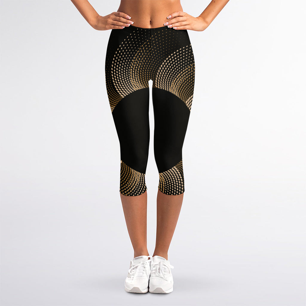 Halftone Dot Sun Print Women's Capri Leggings