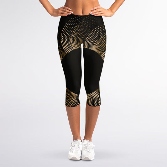 Halftone Dot Sun Print Women's Capri Leggings