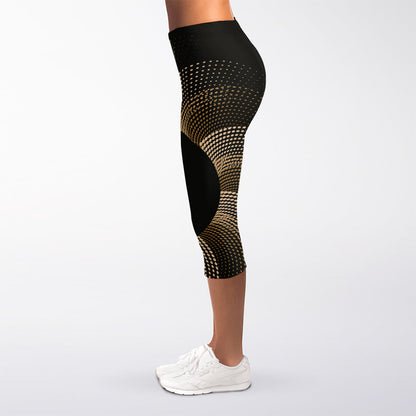 Halftone Dot Sun Print Women's Capri Leggings