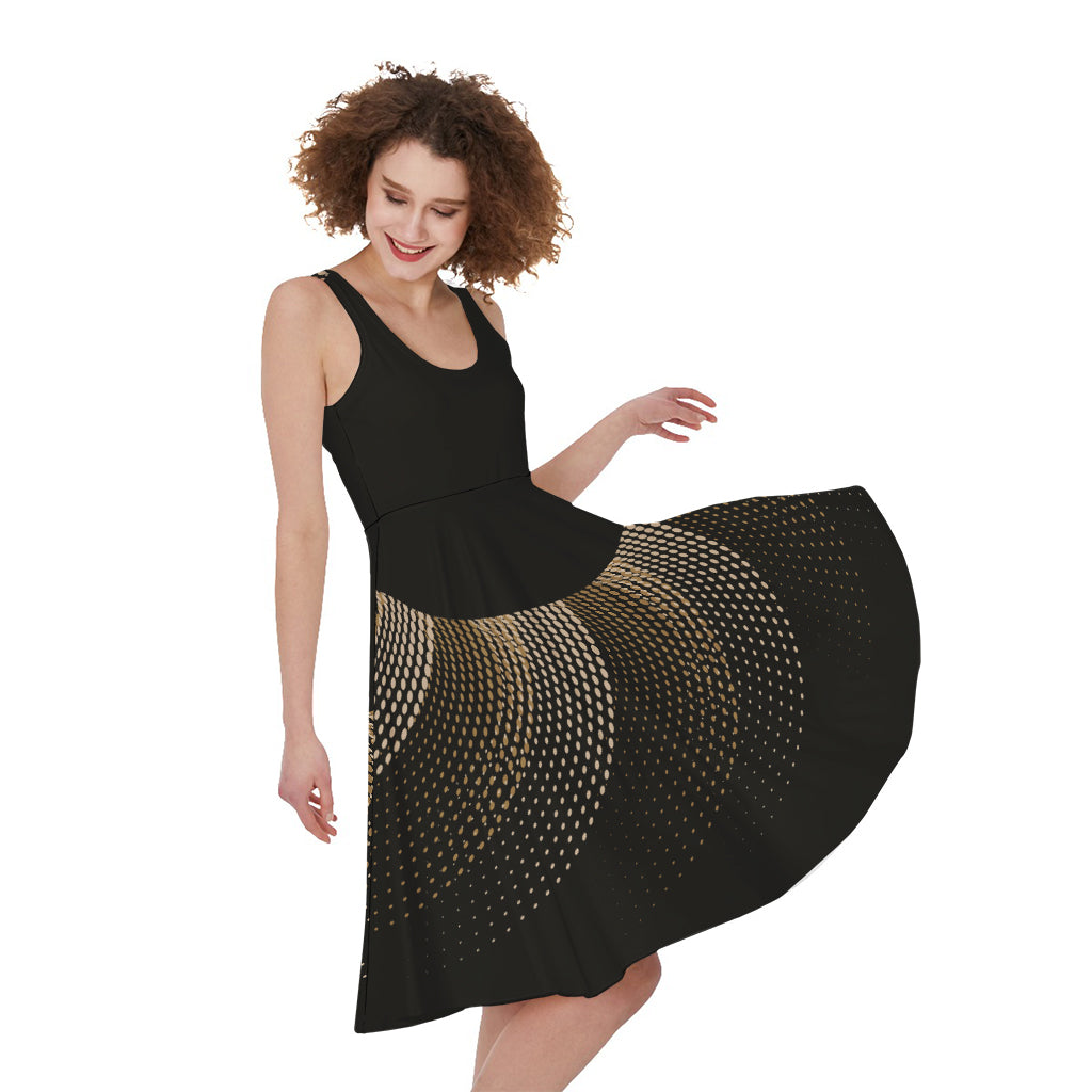 Halftone Dot Sun Print Women's Sleeveless Dress