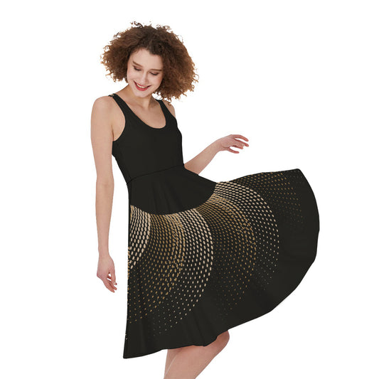 Halftone Dot Sun Print Women's Sleeveless Dress