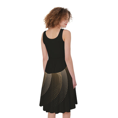 Halftone Dot Sun Print Women's Sleeveless Dress
