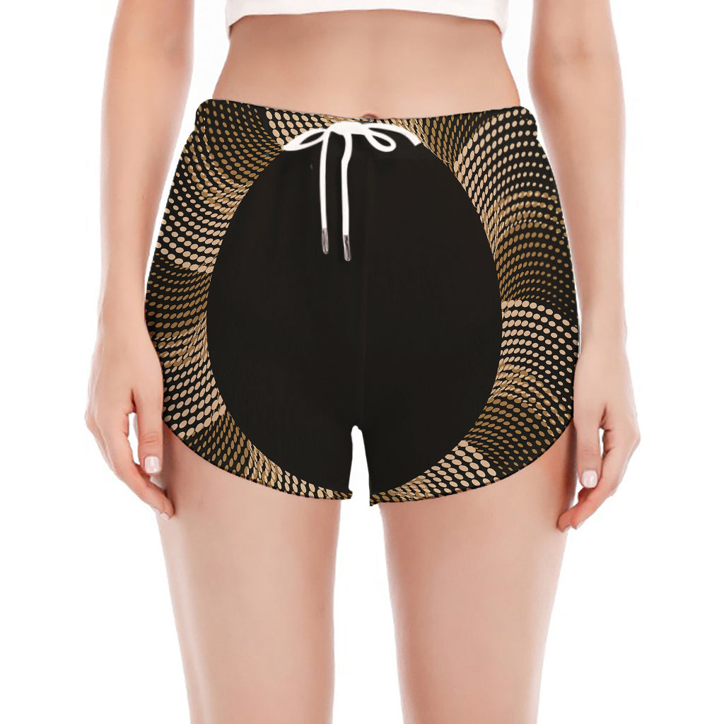 Halftone Dot Sun Print Women's Split Running Shorts