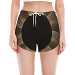 Halftone Dot Sun Print Women's Split Running Shorts