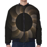 Halftone Dot Sun Print Zip Sleeve Bomber Jacket