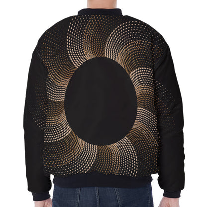 Halftone Dot Sun Print Zip Sleeve Bomber Jacket