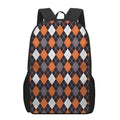 Halloween Argyle Pattern Print 17 Inch Backpack