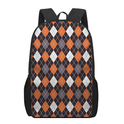 Halloween Argyle Pattern Print 17 Inch Backpack