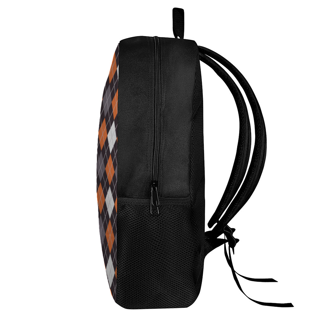 Halloween Argyle Pattern Print 17 Inch Backpack