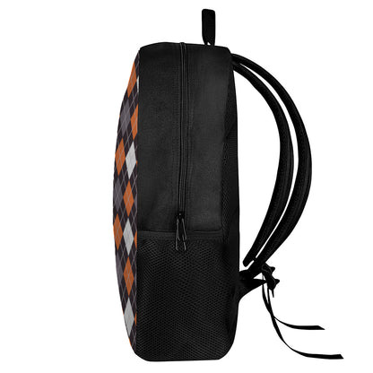 Halloween Argyle Pattern Print 17 Inch Backpack