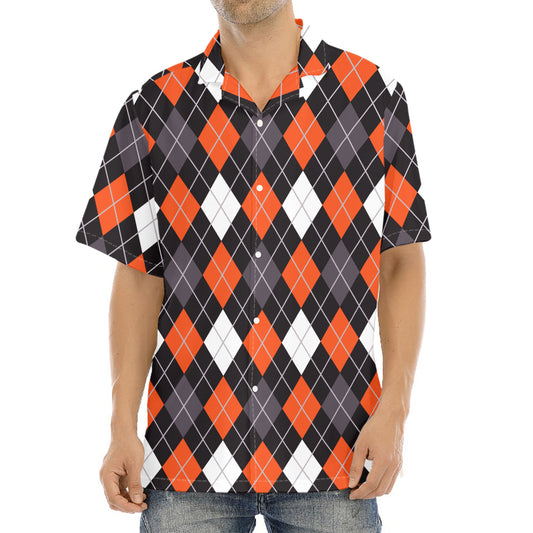Halloween Argyle Pattern Print Aloha Shirt
