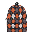 Halloween Argyle Pattern Print School Backpack