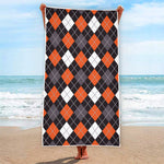 Halloween Argyle Pattern Print Beach Towel
