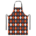 Halloween Argyle Pattern Print Bib Apron With Pocket