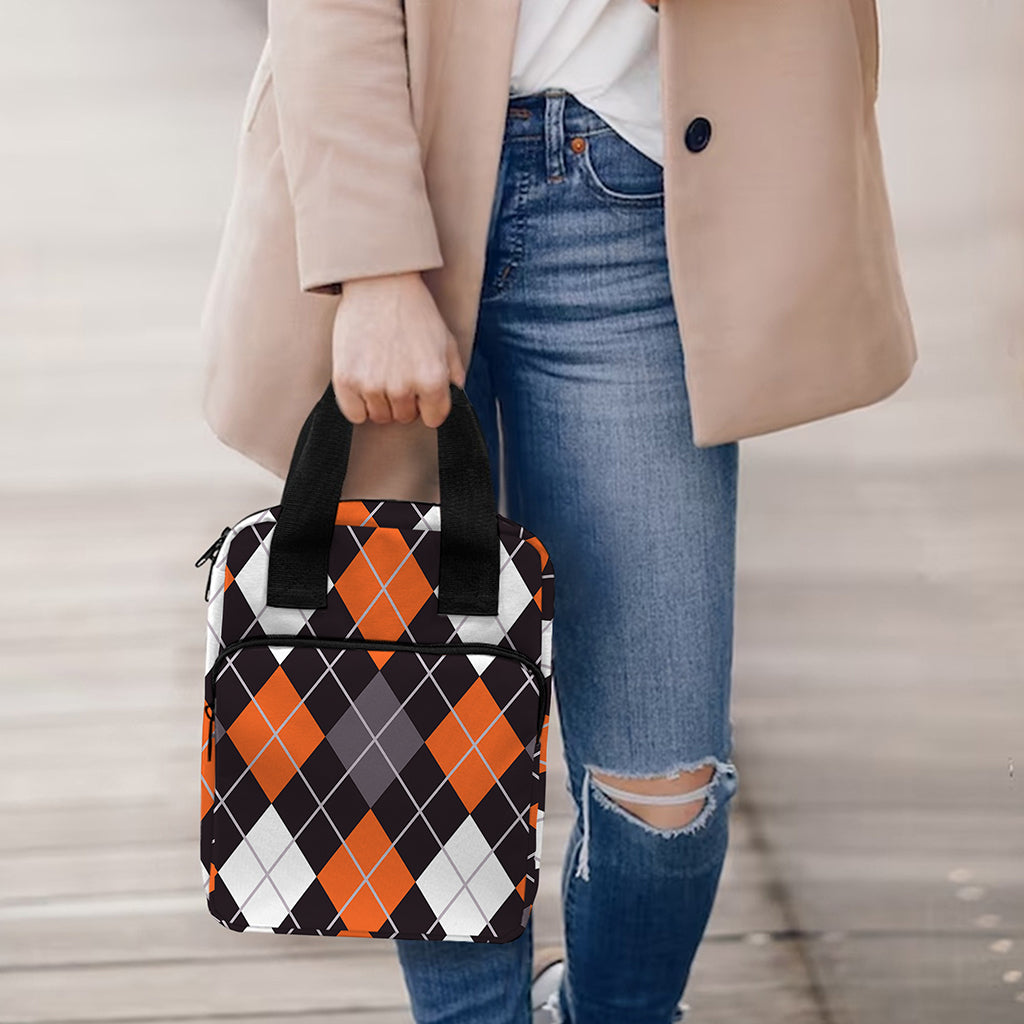 Halloween Argyle Pattern Print Bible Tote Bag