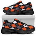 Halloween Argyle Pattern Print Black Chunky Shoes