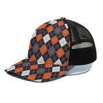 Halloween Argyle Pattern Print Black Mesh Trucker Cap