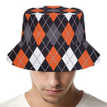 Halloween Argyle Pattern Print Bucket Hat