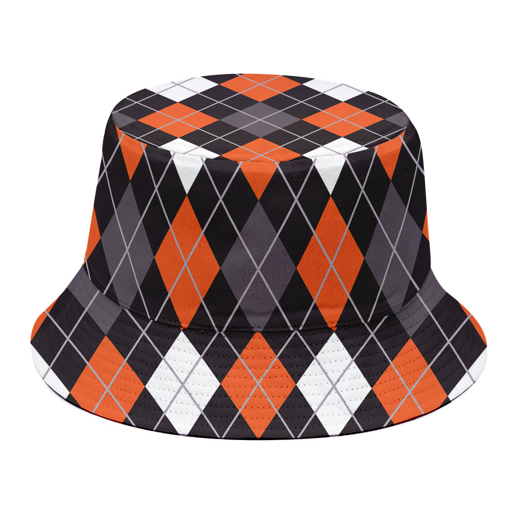 Halloween Argyle Pattern Print Bucket Hat