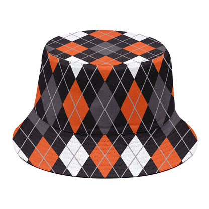 Halloween Argyle Pattern Print Bucket Hat