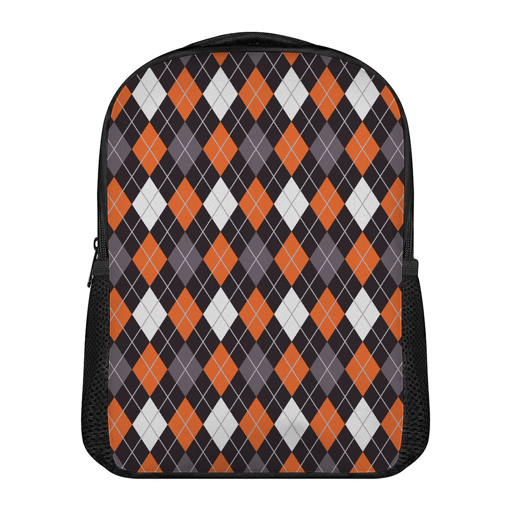 Halloween Argyle Pattern Print Casual Backpack