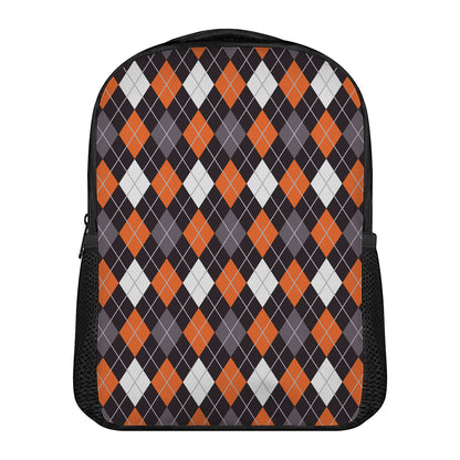 Halloween Argyle Pattern Print Casual Backpack