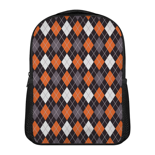 Halloween Argyle Pattern Print Casual Backpack