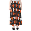 Halloween Argyle Pattern Print Chiffon Maxi Skirt
