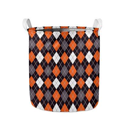Halloween Argyle Pattern Print Collapsible Laundry Basket