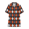 Halloween Argyle Pattern Print Cotton Hawaiian Shirt