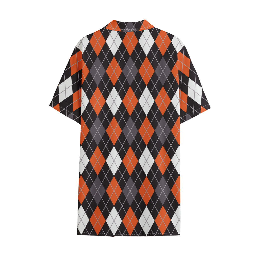 Halloween Argyle Pattern Print Cotton Hawaiian Shirt