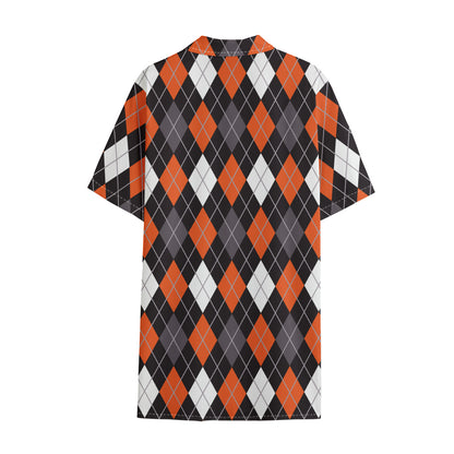 Halloween Argyle Pattern Print Cotton Hawaiian Shirt