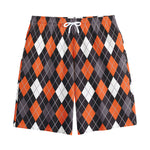 Halloween Argyle Pattern Print Cotton Shorts