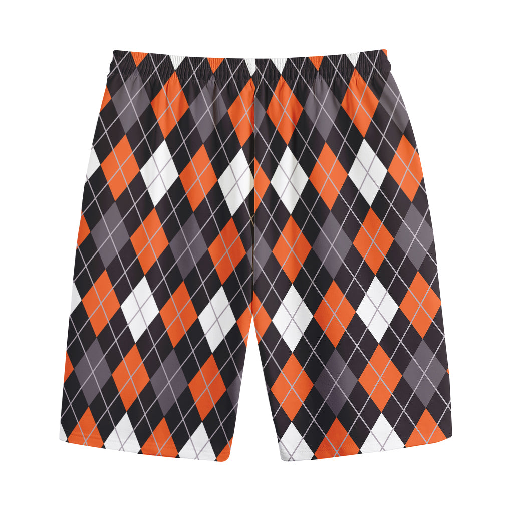 Halloween Argyle Pattern Print Cotton Shorts