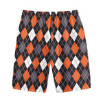 Halloween Argyle Pattern Print Cotton Shorts