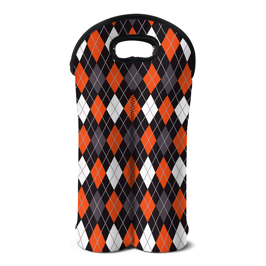 Halloween Argyle Pattern Print Double Neoprene Wine Tote