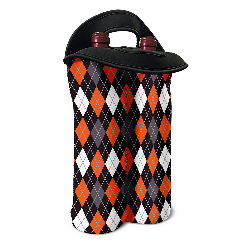 Halloween Argyle Pattern Print Double Neoprene Wine Tote