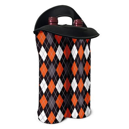 Halloween Argyle Pattern Print Double Neoprene Wine Tote