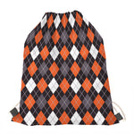 Halloween Argyle Pattern Print Drawstring Bag