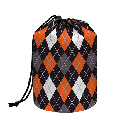 Halloween Argyle Pattern Print Drawstring Makeup Bag