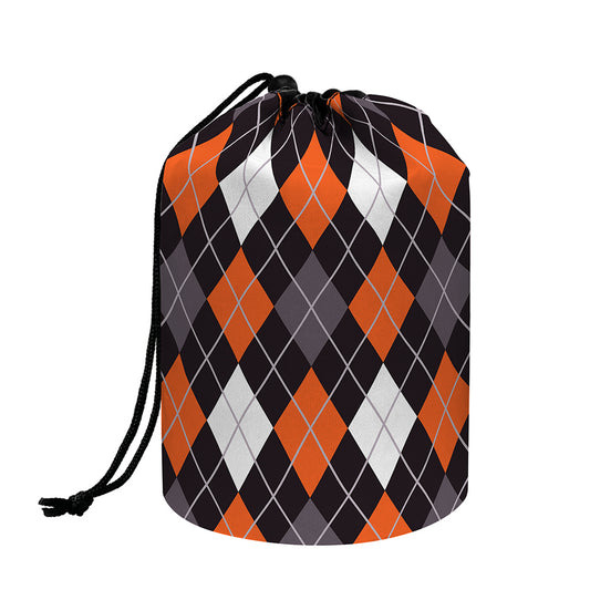 Halloween Argyle Pattern Print Drawstring Makeup Bag
