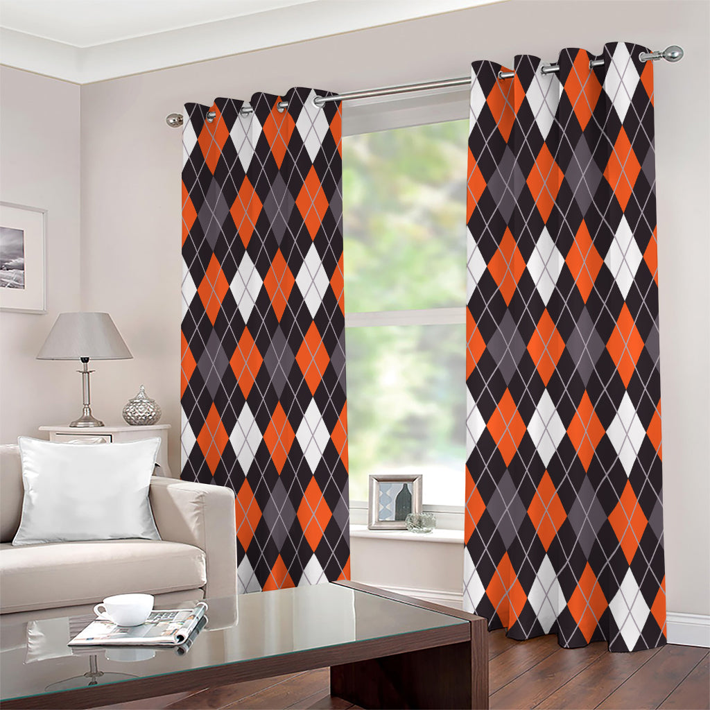 Halloween Argyle Pattern Print Extra Wide Grommet Curtains