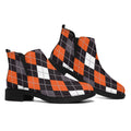 Halloween Argyle Pattern Print Flat Ankle Boots