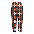 Halloween Argyle Pattern Print Fleece Lined Knit Pants