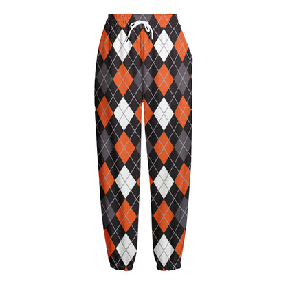 Halloween Argyle Pattern Print Fleece Lined Knit Pants
